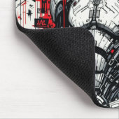 サイバーパンクウォリアーマウスパッド – 赤、黒 マウスパッド (コーナー)