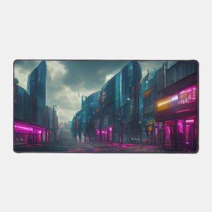 サイバーパンクシティ通りネオンライツゲーマーズギフト デスクマット