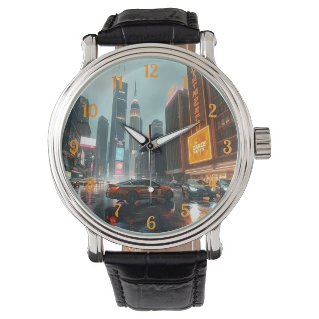 サイバーパンクシティ高層ビル車 腕時計 (正面)
