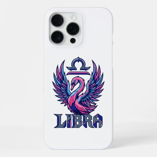 サイバーパンクシンセウェーブ天秤座マスコットスワン iPhoneケース (裏面)