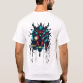 サイバーパンクトライバル顔アートTシャツ Tシャツ (裏面)