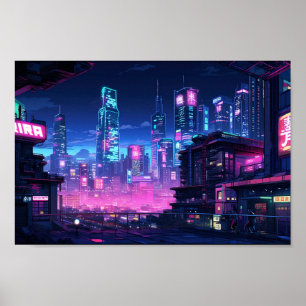 サイバーパンクナイトシティルーフトップ ポスター