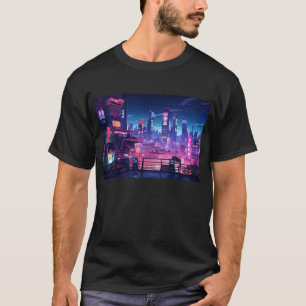 サイバーパンクナイトシティルーフトップ Tシャツ