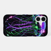 サイバーパンクネオンクラゲアート iPhone 16ケース (裏面横)