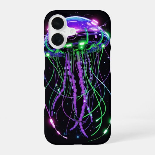サイバーパンクネオンクラゲアート iPhone 16ケース (裏面)