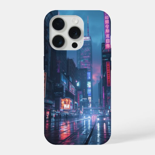 サイバーパンクネオンシティー電話ケース iPhoneケース (裏面)