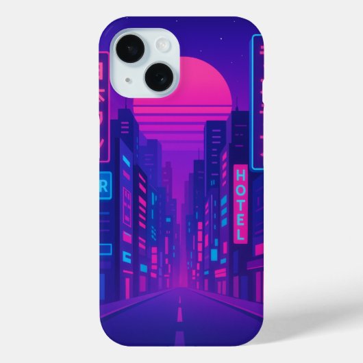 サイバーパンクネオンシティiPhone 15ケース – Vaporwave Sty Case-Mate iPhoneケース (裏面)