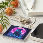 サイバーパンクネオンブラックパンサー キーホルダー (正面右)