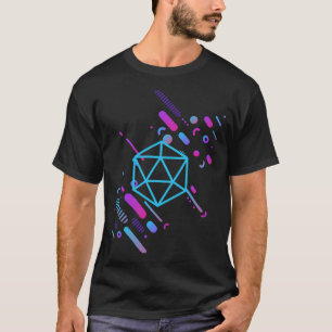 サイバーパンクネオンD20サイコロ卓上RPG Tシャツ