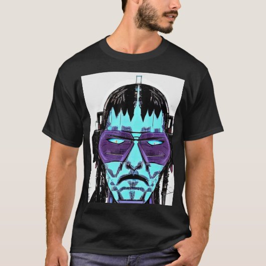 サイバーパンクハッカーコンピュータギークデザイン3 Tシャツ (正面)