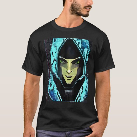 サイバーパンクハッカーコンピュータギークデザイン_2 Tシャツ (正面)