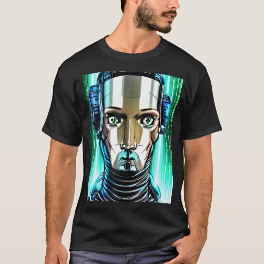 サイバーパンクハッカーコンピュータギークデザイン Tシャツ (正面)