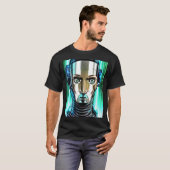 サイバーパンクハッカーコンピュータギークデザイン Tシャツ (正面フル)