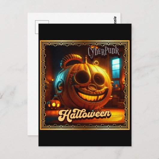 サイバーパンクハロウィンカボチャ ポストカード (正面/裏面)
