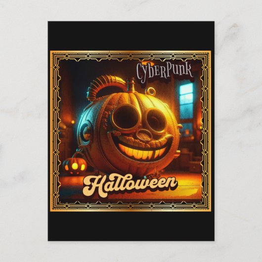 サイバーパンクハロウィンカボチャ ポストカード (正面)
