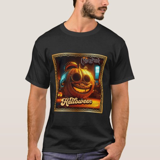サイバーパンクハロウィンカボチャ Tシャツ (正面)