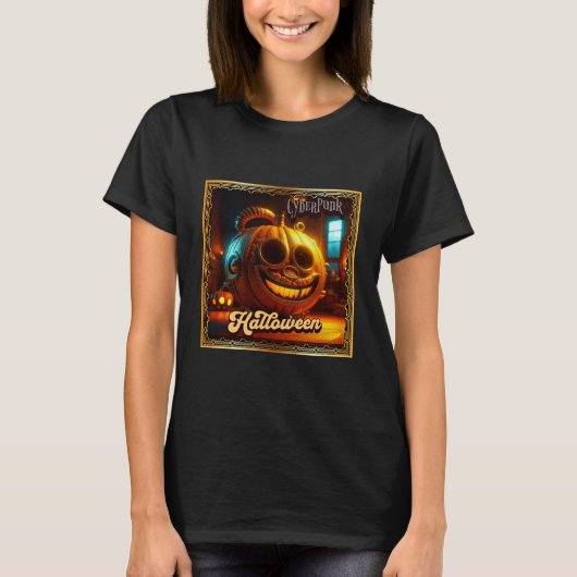 サイバーパンクハロウィンカボチャ Tシャツ (正面)