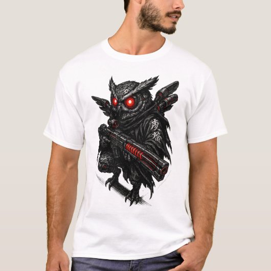 サイバーパンクフクロウ Tシャツ (正面)