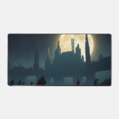 サイバーパンクフルムーンデスクマット – 未来的なシティスキャップ デスクマット (正面)