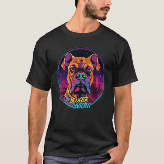 サイバーパンクボクサー愛犬ママ未来的ボクサー Tシャツ (正面)