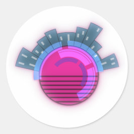 サイバーパンク世界の街 ラウンドシール