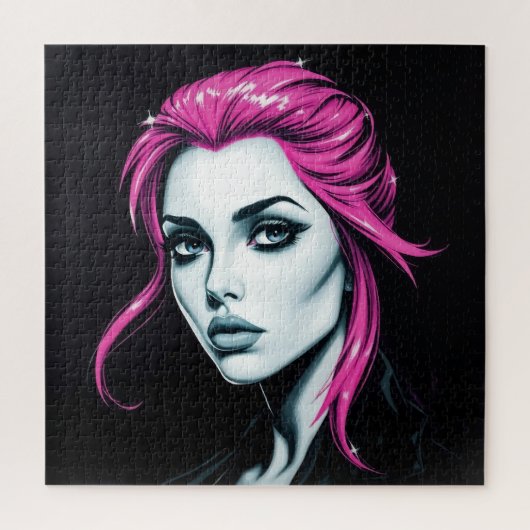 サイバーパンク反乱少女 – スタイリッシュデジタルアート ジグソーパズル (縦)