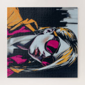 サイバーパンク反乱少女 – スタイリッシュデジタルアート ジグソーパズル (横)