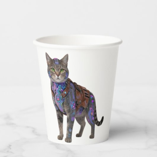 サイバーパンク回路猫 - ネオンテックビースト 紙コップ (正面)