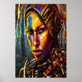 サイバーパンク女性戦士 | AIアートポスター ポスター (正面)