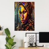 サイバーパンク女性戦士 | AIアートポスター ポスター (ホームオフィス)