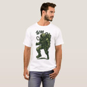 サイバーパンク宇宙飛行士の戦士 – 未来的宇宙 Tシャツ (正面フル)