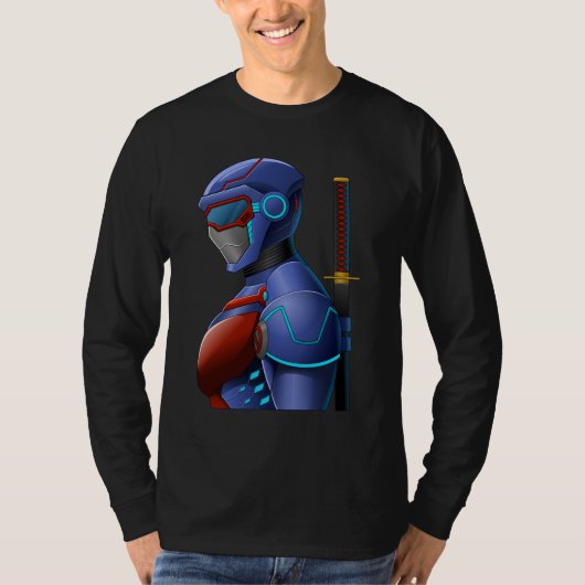 サイバーパンク忍者暗殺者 -未来的メカマスコット Tシャツ (正面)