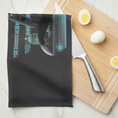 サイバーパンク忍者黒猫 キッチンタオル (四つ折り)