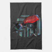 サイバーパンク忍者黒猫 キッチンタオル (縦)