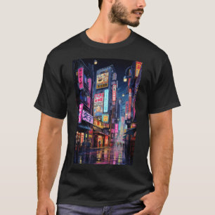 サイバーパンク東京通りネオン Tシャツ
