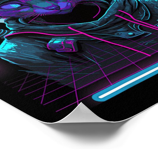 サイバーパンク猫子猫パンカー未来的サイバーパンク ポスター (角)