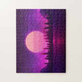 サイバーパンク電子合成波サイエンスフィクションピンクブラック ジグソーパズル (縦)