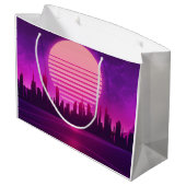 サイバーパンク電子合成波サイエンスフィクションピンク ラージペーパーバッグ (裏面アングル)