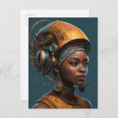 サイバーパンク黒人女性SF ポストカード (正面/裏面)
