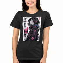 サイバーパンク アニメ ガール ストリートウェア Tシャツ | 日本