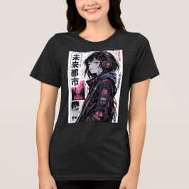 サイバーパンク アニメ ガール ストリートウェア Tシャツ | 日本