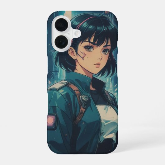 サイバーパンク アニメ ガール iPhone 16ケース (裏面)