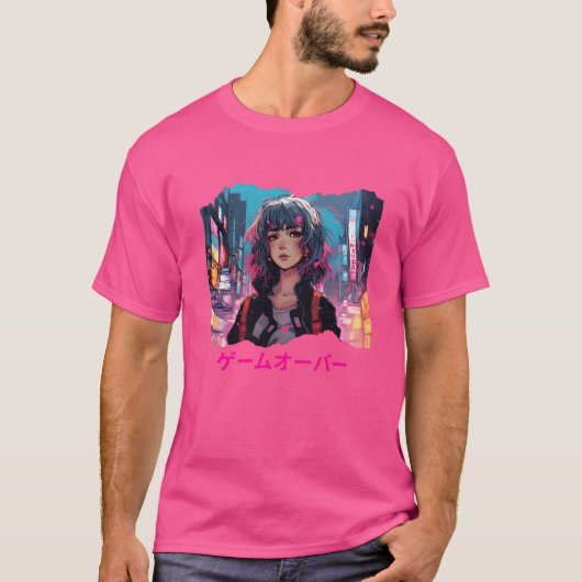 サイバーパンク アニメ ゲームオーバー レトロ Tシャツ (正面)
