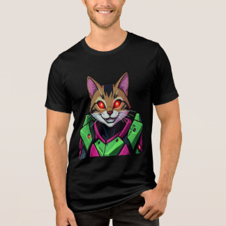 サイバーパンク アニメ 猫 グローアイ Tシャツ