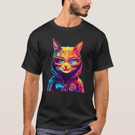サイバーパンク キャット 6 Tシャツ (正面)