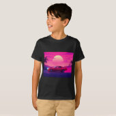 サイバーパンク ゲーマー 日没 車 半袖Tシャツ Tシャツ (正面フル)