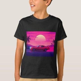 サイバーパンク ゲーマー 日没 車 半袖Tシャツ Tシャツ