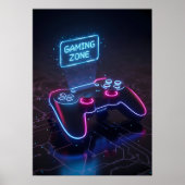 サイバーパンク ゲーミングコントローラー ネオン「GAMING ZONE」 ポスター (正面)