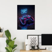 サイバーパンク ゲーミングコントローラー ネオン「GAMING ZONE」 ポスター (ホームオフィス)
