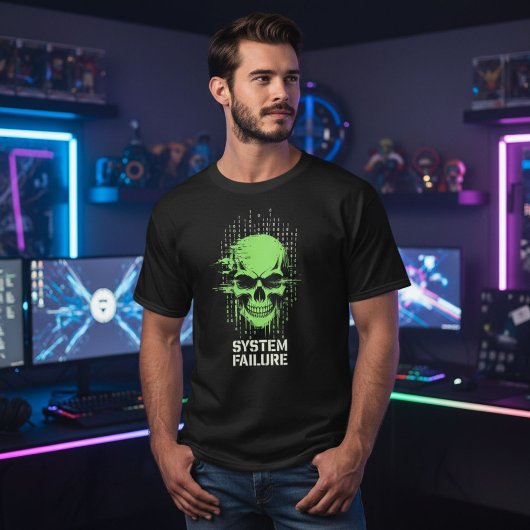 サイバーパンク ゲーミング ドクロ Tシャツ | ネオン ゲーマー スカル